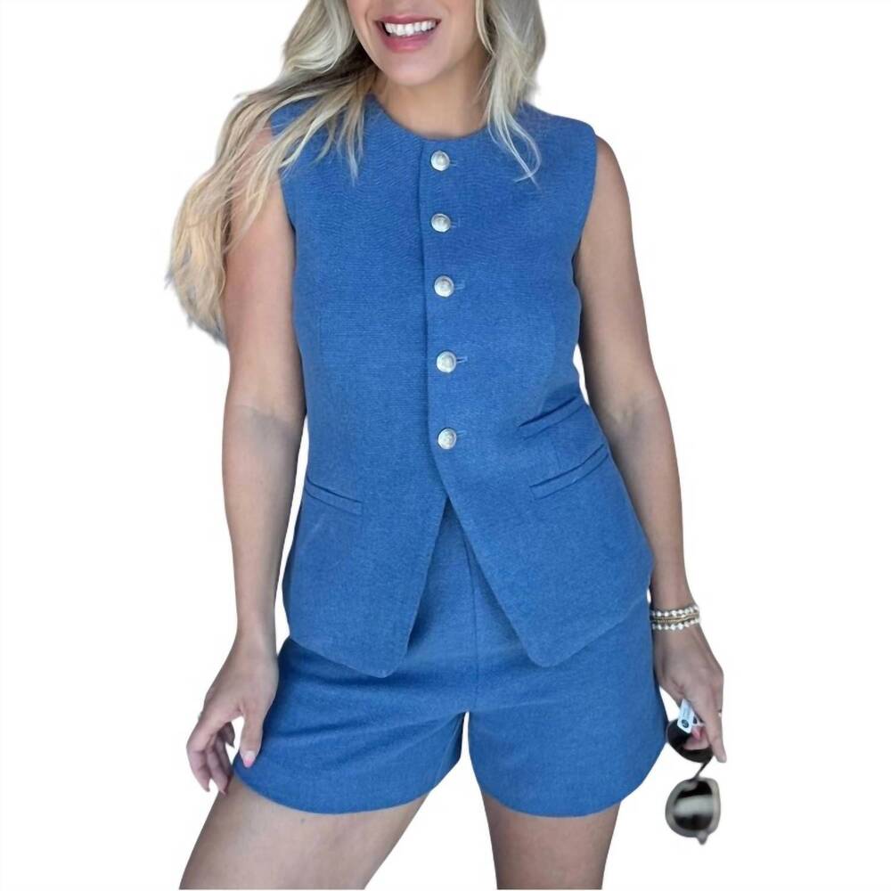 NEW LUCY PARIS elliott suit vest in dark blue